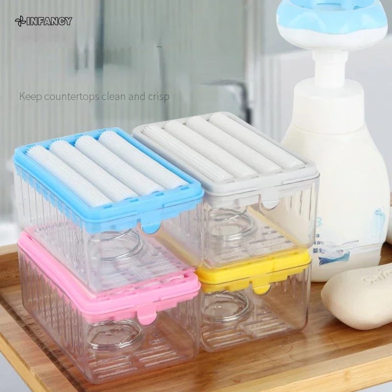 New Usage Roller Type Soap Dish Holder For Bathroom Toliet Soap Box Plastic Storage Container With Drain Water Bathroom Gadgets