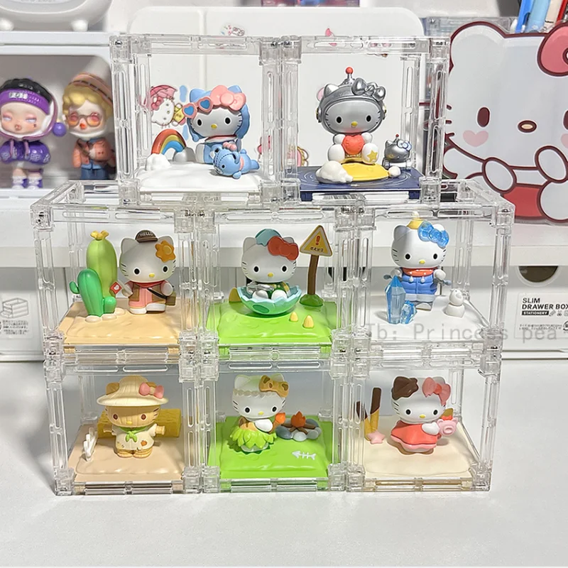 Miniso Sanrio Happy Moment Blind Box Action Figure Micro Box Cute Katie Cat Handmade Decorative Gift For Girls