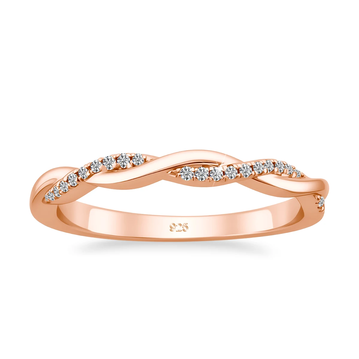 Zertifizierter runder Moissanit-Ehering für Damen aus massivem 925er Sterlingsilber, brillanter Verlobungsring, Brautschmuck-Set – Detail 9