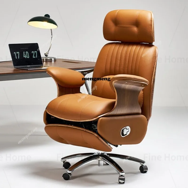 Intelligent electric leather boss chair study office chair lunch break reclining massage computer swivel chair
