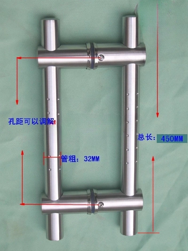 

1 Pair Glass Door Handle - Stainless Steel, Adjustable Hole Distance - Door Hardware Accessory, Home Improvement Part,