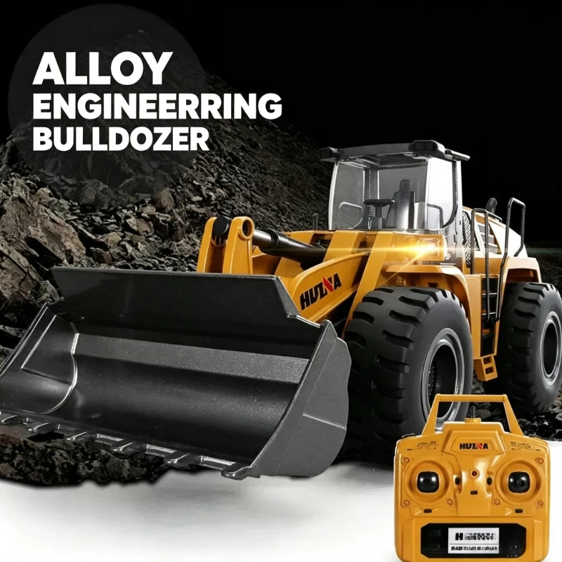 Huina 1583 1/14 Remote Control Bulldozer Hydraulic Boom 10 Channels Electric Alloy 2.4G Remote Control Construction Vehicle Toy