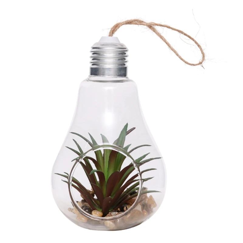 Light Bulb Shaped Outdoor Glass Hanging Planters Plant Pots for Succulent Tillandsia Candle Holder Gift for Home Durable