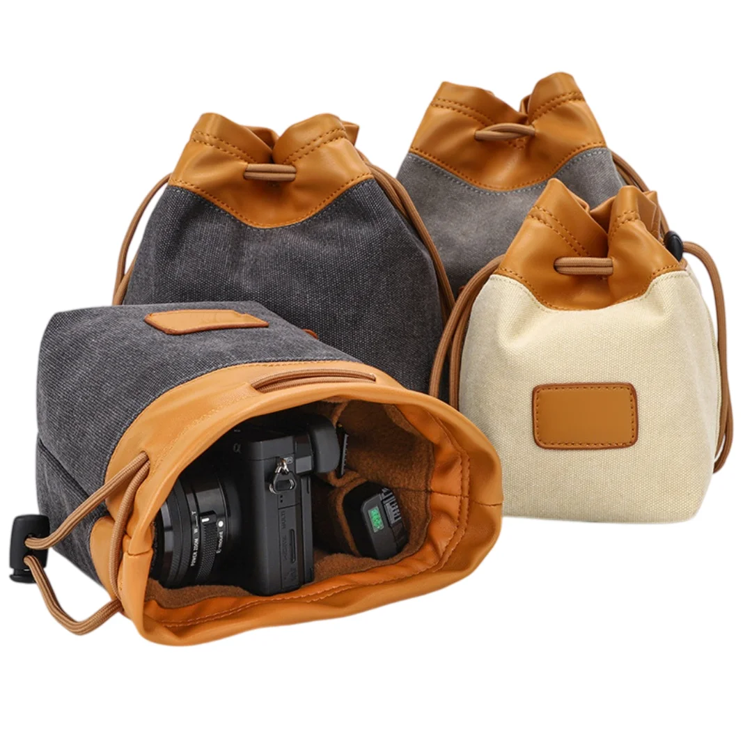 Storage Bag for DSLR Camera Waterproof Canvas Portable Bag for Photography Mirrorless Digital Lens Pouch