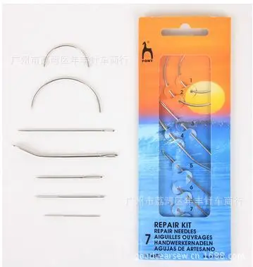 Traje de aguja de costura de reparación de Material grueso de marca de caballo importado, muebles de colchón de lona de cuero, 7 piezas, 1 Juego 14802