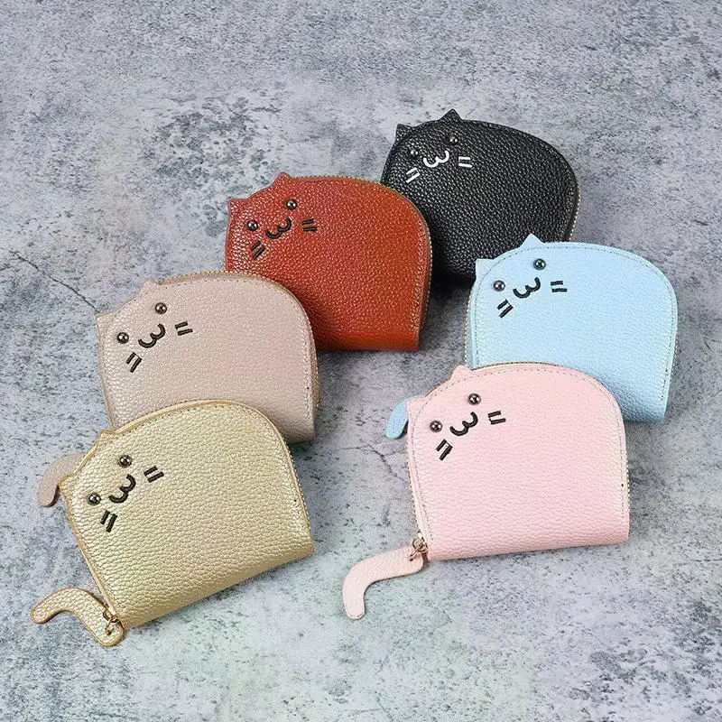 Cartoon Cat Shaped Design Wallet Women's Multi-Card Slots Holder Cute Fashion Faux Leather Coin Purse Creative ID Card Holder