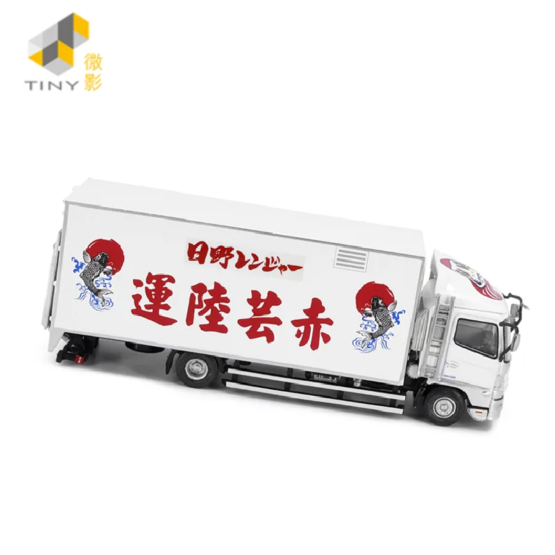 Tiny 1:76 Hi-no 500 Box Lorry Red Yun Land Transport NO.156 Alloy Simulation Model Car