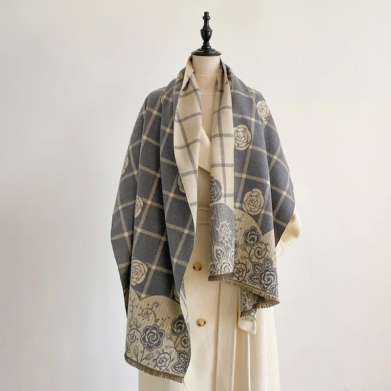 Cashmere scarf women's winter senior sense versatile thickened warm scarf air conditioner shawl imitation cashmere