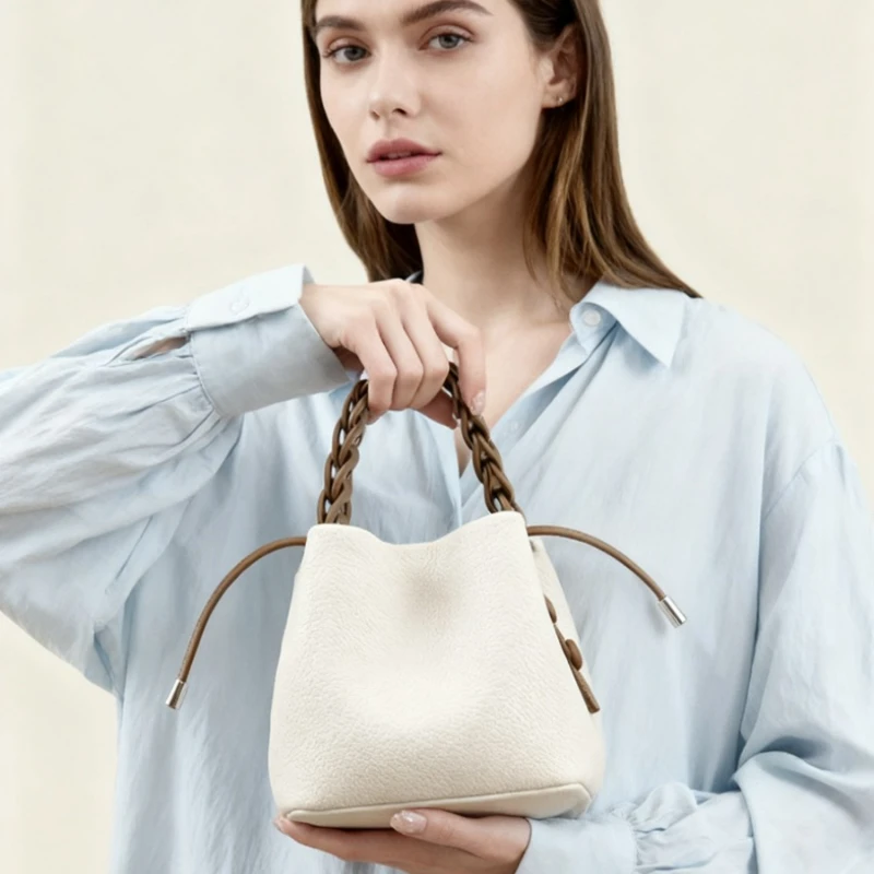 حقيبة دلو صغيرة محمولة متعددة الاستخدامات حقائب كتف كروس ذات سعة كبيرة من جلد البولي يوريثان الناعم حقيبة يد أنيقة وبسيطة #2