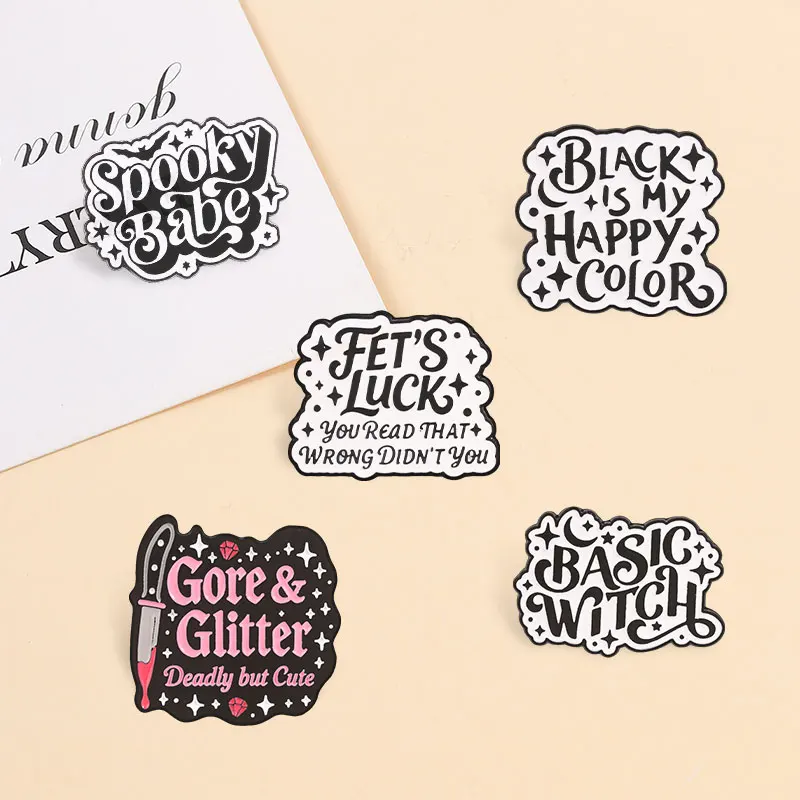Worst Witch Enamel Pins Quotes Button Brooches Collar Badges Backpack Punk Gothic Black Fun Movie Jewelry Gift for Friends