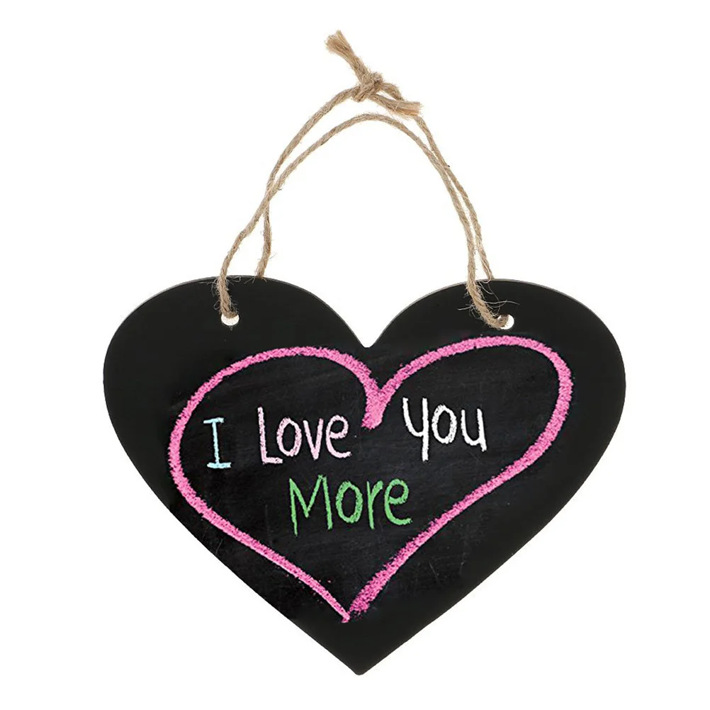 1pcs Heart Shaped Chalkboard With Jute Rope Hanging Decorative Sign For Wedding Party Favors Christmas Table Bar Counter Kids