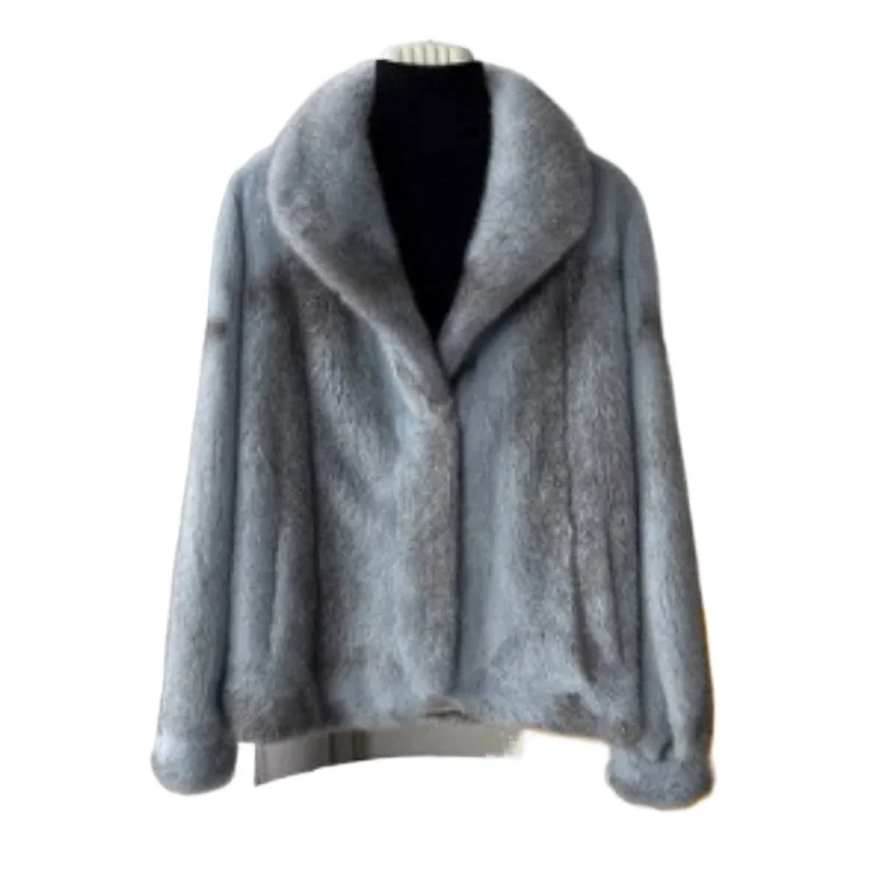 

KMETRAM 100% Cross Mink Fur Jacket Woman Luxury Blue Short Real Mink Fur Coat 2025 High Quality Winter Clothes шуба женская