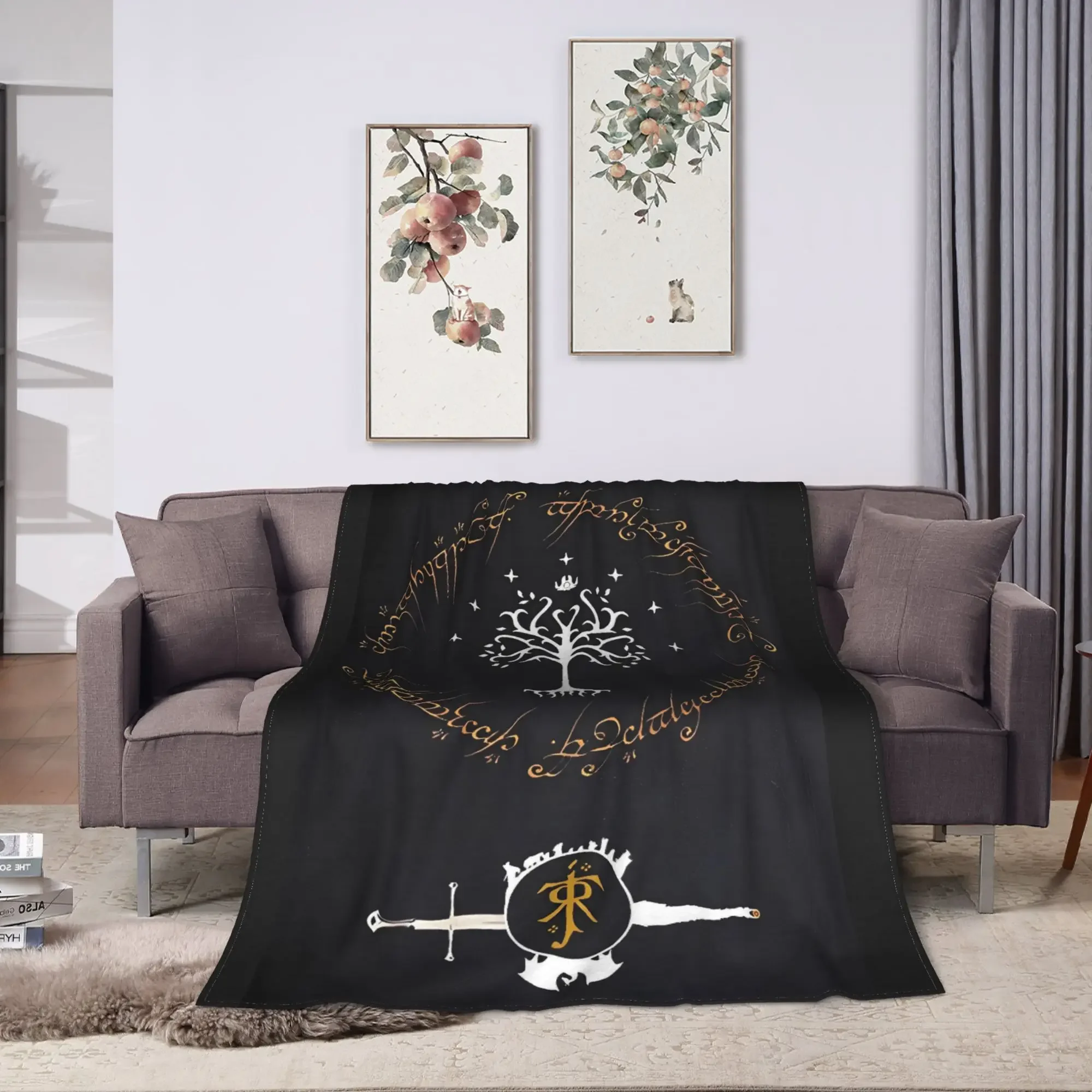 L-Lords Of The R-Rings Retro Movie Blanket  Travel Flannel Bedding Throws For Couch Chair Sofa Bed Soft Warm Bedspread Gift Idea