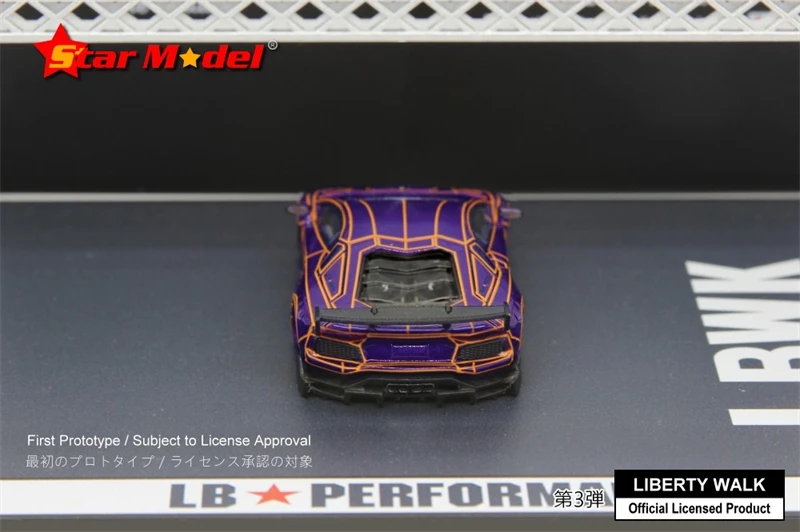 Star Model 1:64 Lambo Aventador LP700-4 LBWK 2.0 Fire Cracks Purple W/figure Kato Diecast Model Car