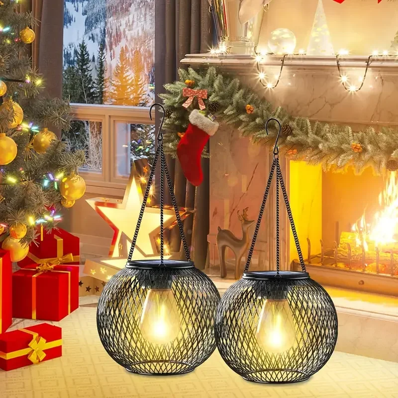 

Солнечные садовые фонари, уличный проекционный фонарь с полым ромбовидным узором, водонепроницаемый декоративный подвесной светильник для декора дворовой дорожки