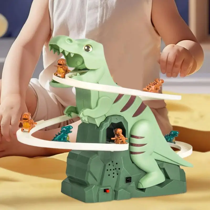 Dinosaur Climbing Stair Toy Educational Track Slide Toys Interactive Race Track Playset With Lights And Music For Kids Aged 3