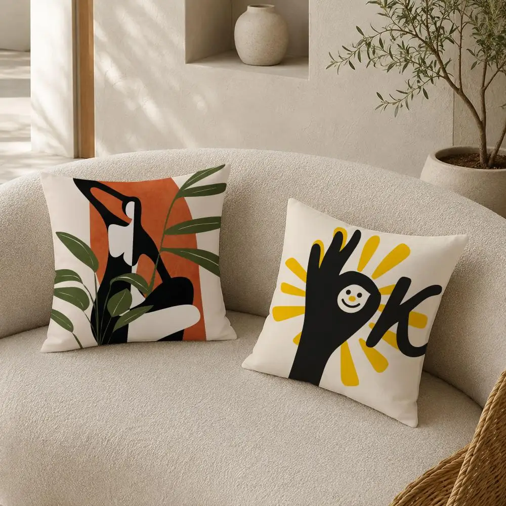 Modern Botanical Abstract Art Cushion Cover Pillow Case plush Double-sided Print Square Covers Sofa Home Cushion