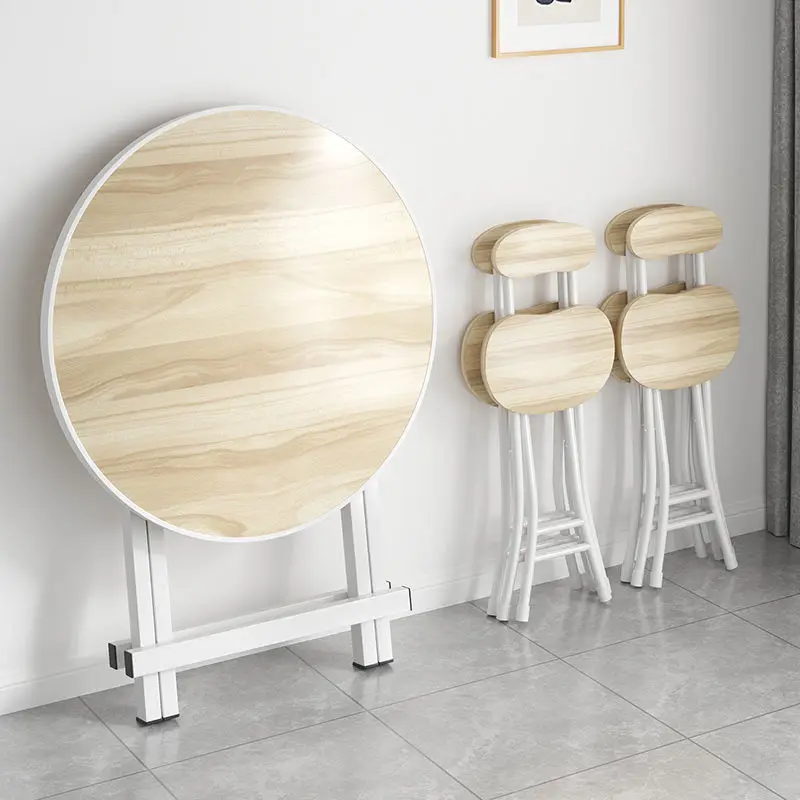 Modern Foldable Dining Table Stylish Marble-Patterned Top, Sturdy X-Leg Design Space - Saving & Easy to Store, Ideal for Home