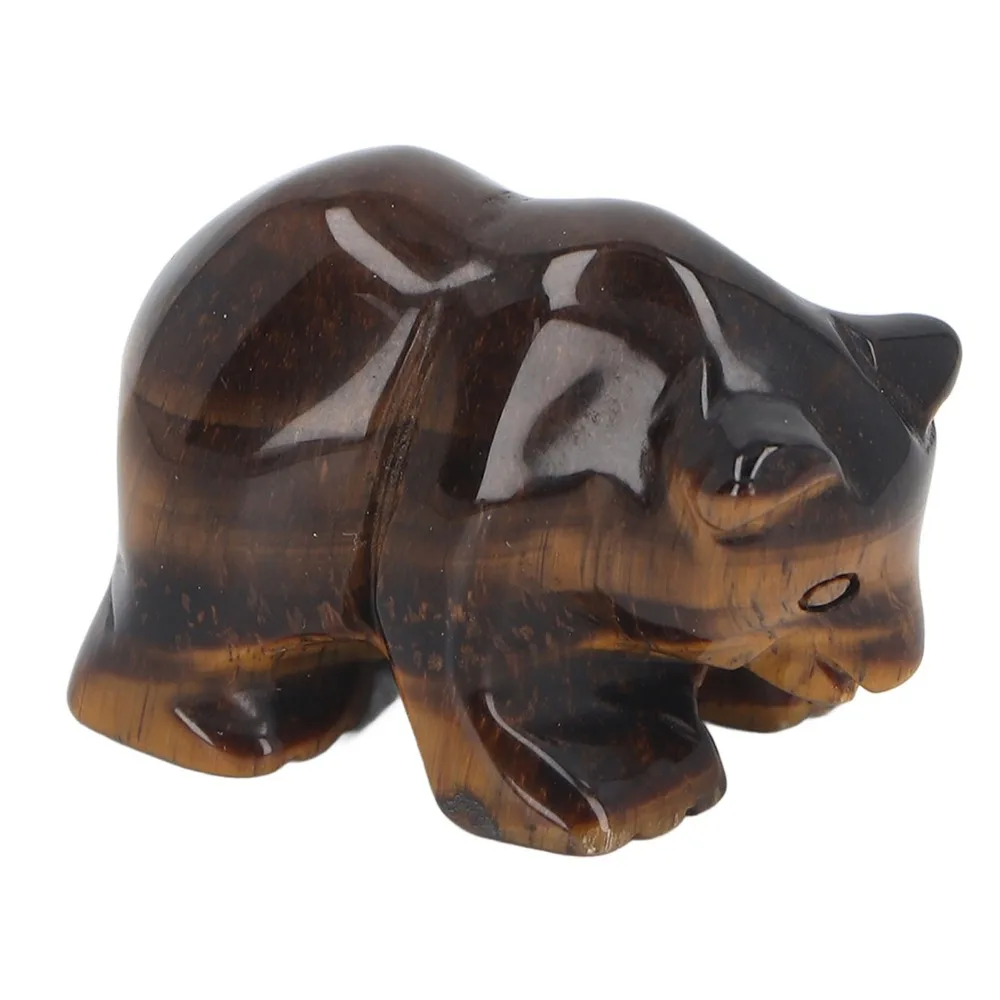 1pcs 1.5in Crystal Bear Statue Polished Finish Yellow Tiger Eye Tiger Eye Bear Figurine Hand-Carved Animal Sculpture Home Room