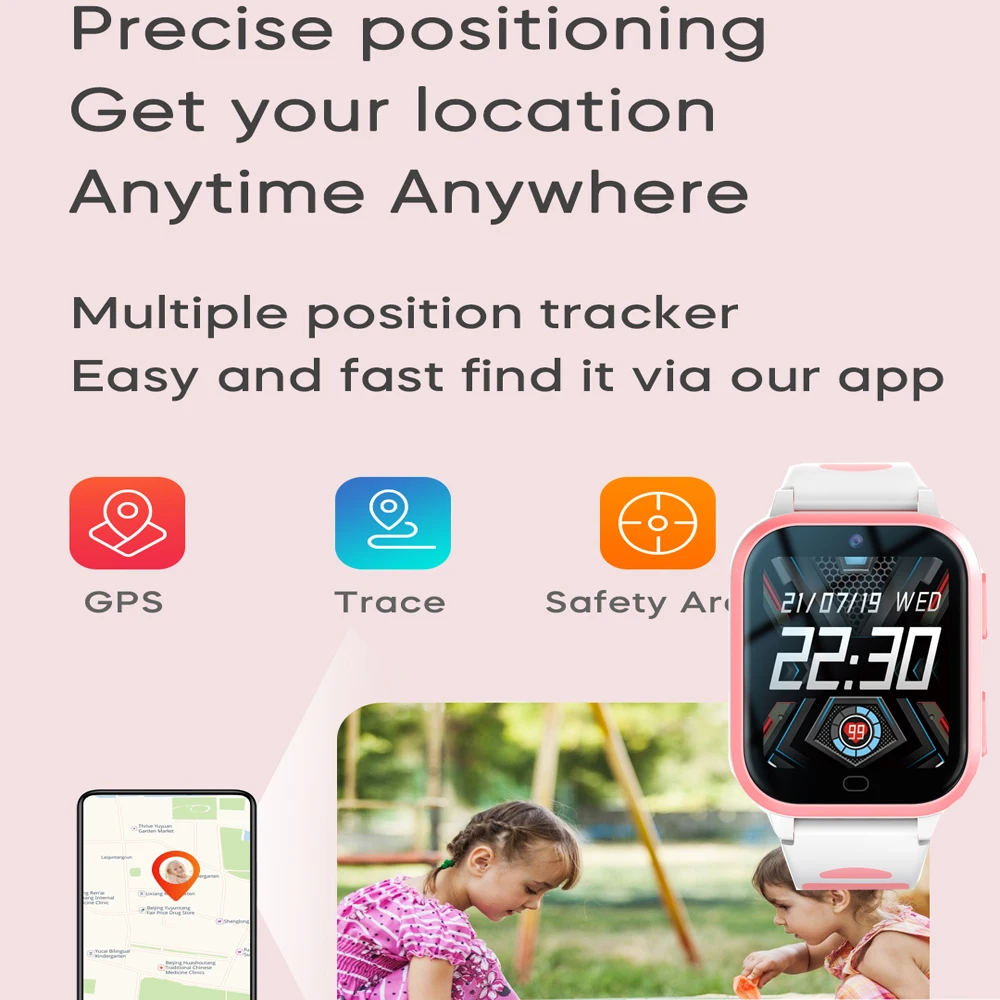 4G Kids Smart Watch 8GB ROM GPS WiFi Position Video Call Phone Android Watch Call Back Monitor مع ملصق الأطفال Smartwatch