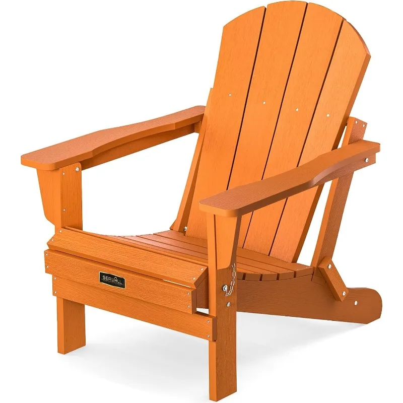 Folding Adirondack Chair for Patio Garden Outdoors Heavy All-Weather Fire Pit Chairs - Orange