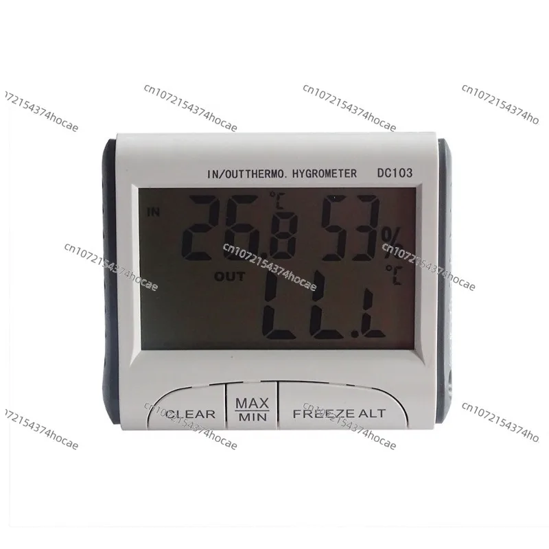 Indoor and outdoor thermometer Hygrometer with clock function, portable thermometer with probe