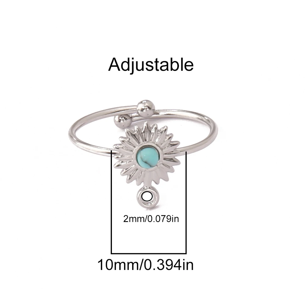 Women's 18K Gold Plated Turquoise Sun Open Adjustable Ring