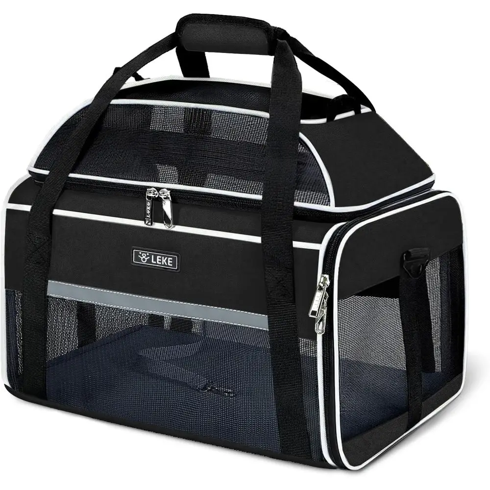 

Expandable 17x11x9.5 Inch Airline Approved Underseat Carrier for Small Cats and Dogs with Locking Safety Zippers and Anti-Scratc