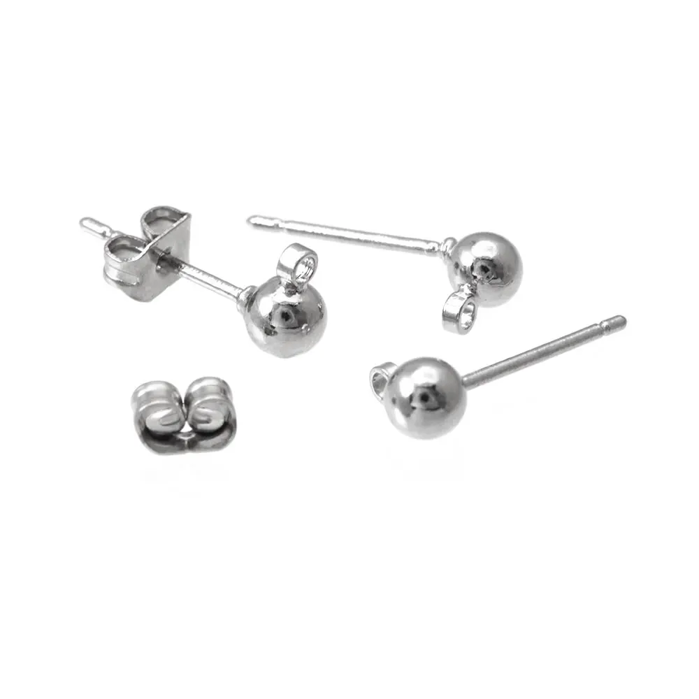 3MM 4MM 5MM 18K Gold Color Brass Ball Head Stud Earrings High Quality Diy Jewelry Accessories Earrings Making Materials
