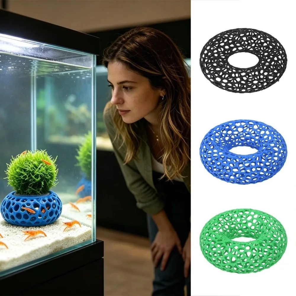 3D Printed Fish Shrimp Hiding Cave Hollow Round Plant Anchoring Aquarium Fish Shelter 3D Prin Porous Structure
