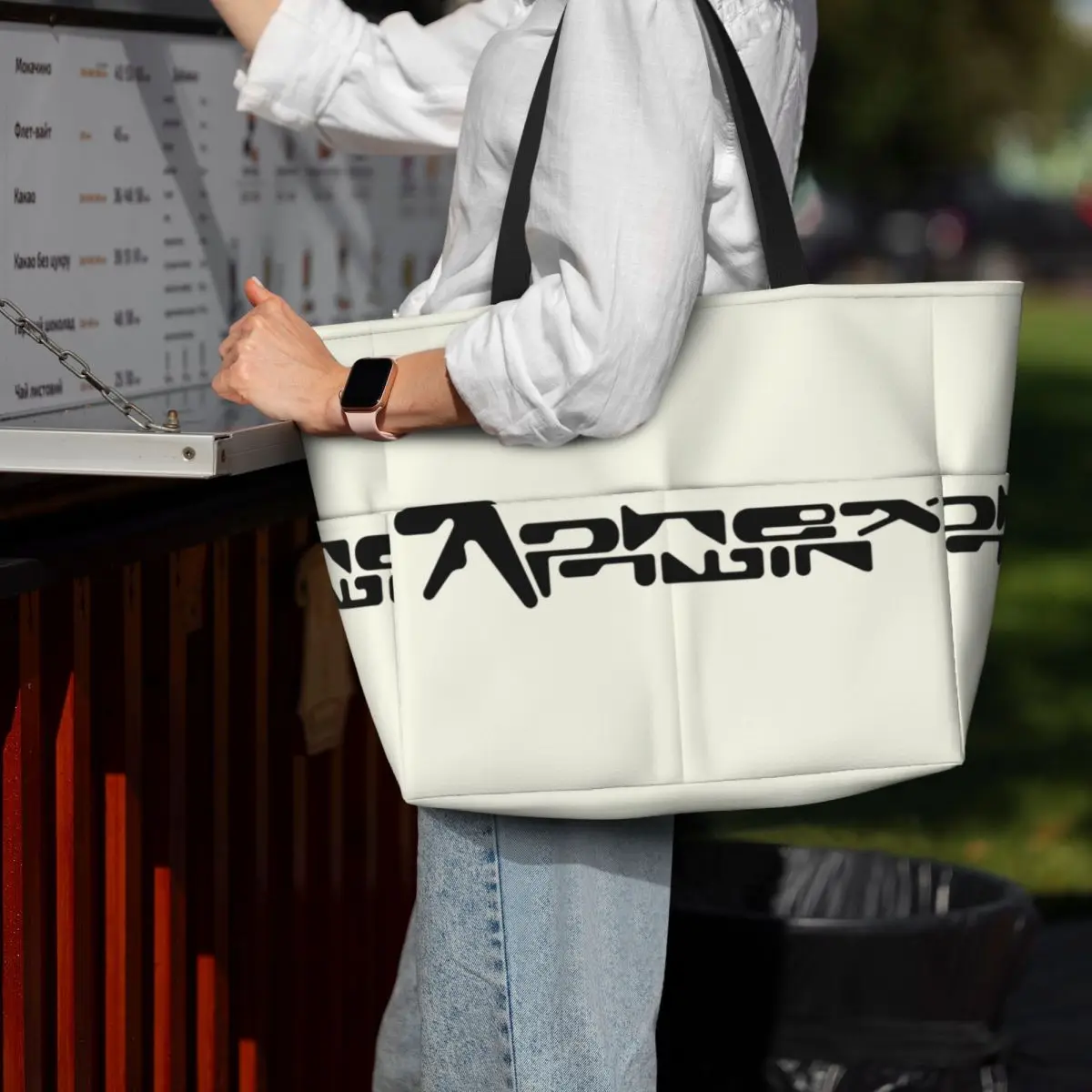 Aphex Twin Logo British Electronic Music Artist Beach Tote Bag Sport Gym Yoga Duffle Large Tote Bag Women Travel Bag Fitness bag