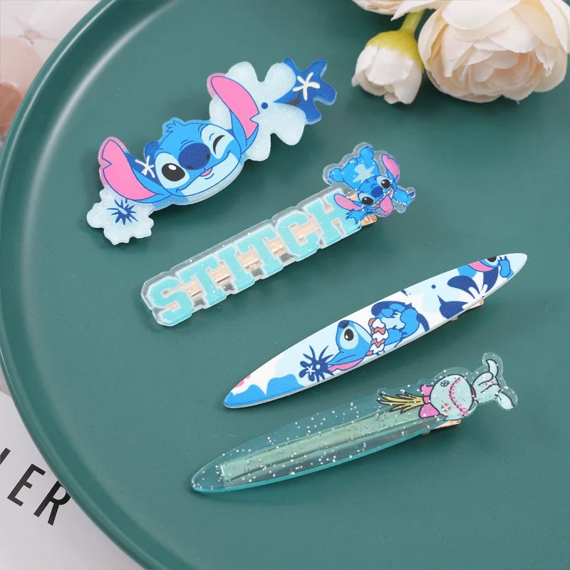 

Disney Stitch зажим в виде утконоса, милый мультяшный ангел, акриловая заколка для волос для девочек, милый аксессуар для волос, студенческая прическа, украшение, подарок на вечеринку
