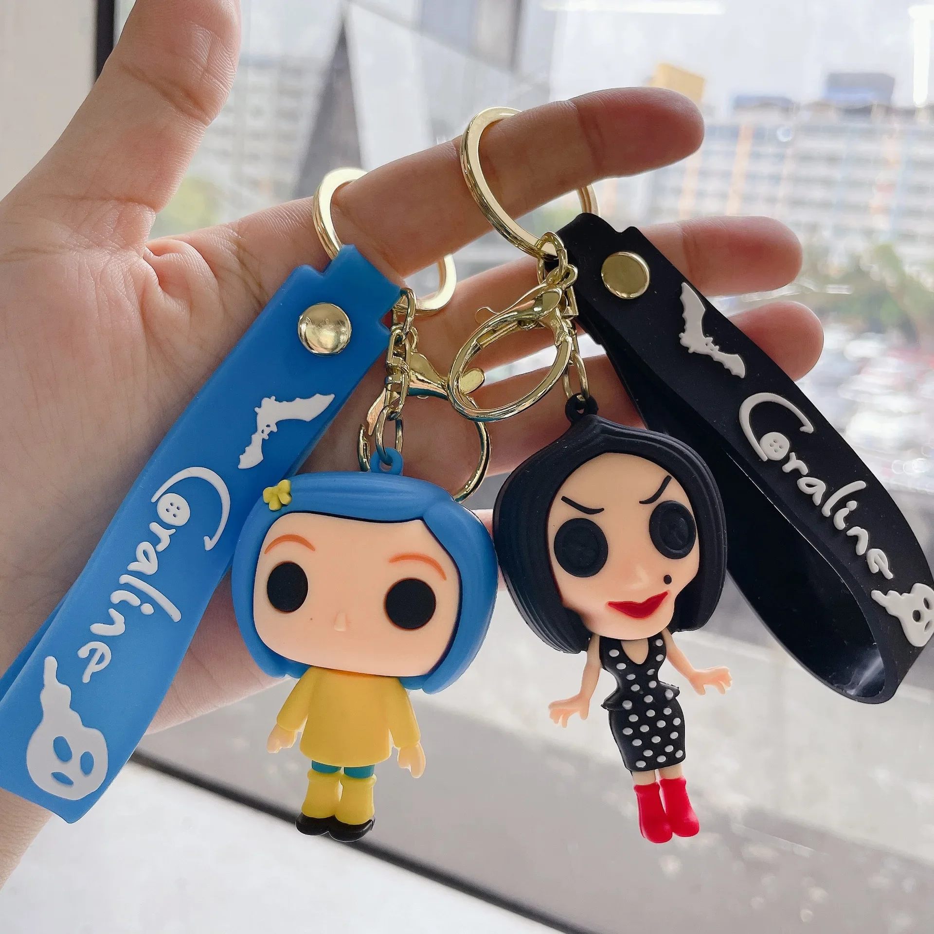 Disney Scary Movie Coraline & The Secret Door Figure Keychain for Women Men Fans Another Mother Pendant Keyring Keys Holder Gift