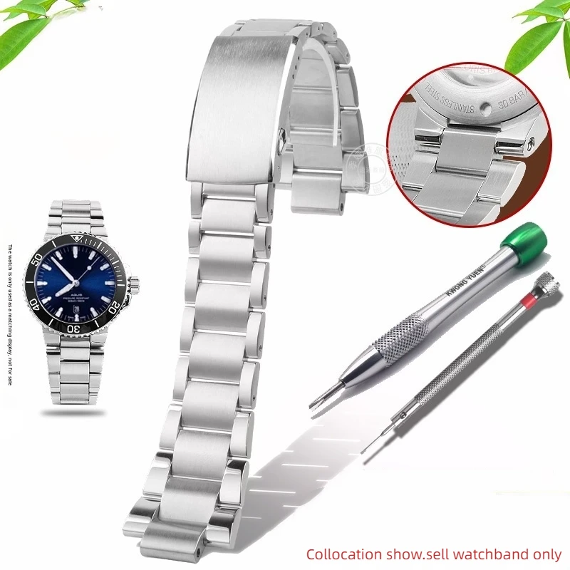 

High Quality Solid stainless steel Strap For Oris Aquis 7730 Diving 24x12 Men ORIS metal Watchband Fold buckle Watch accessories
