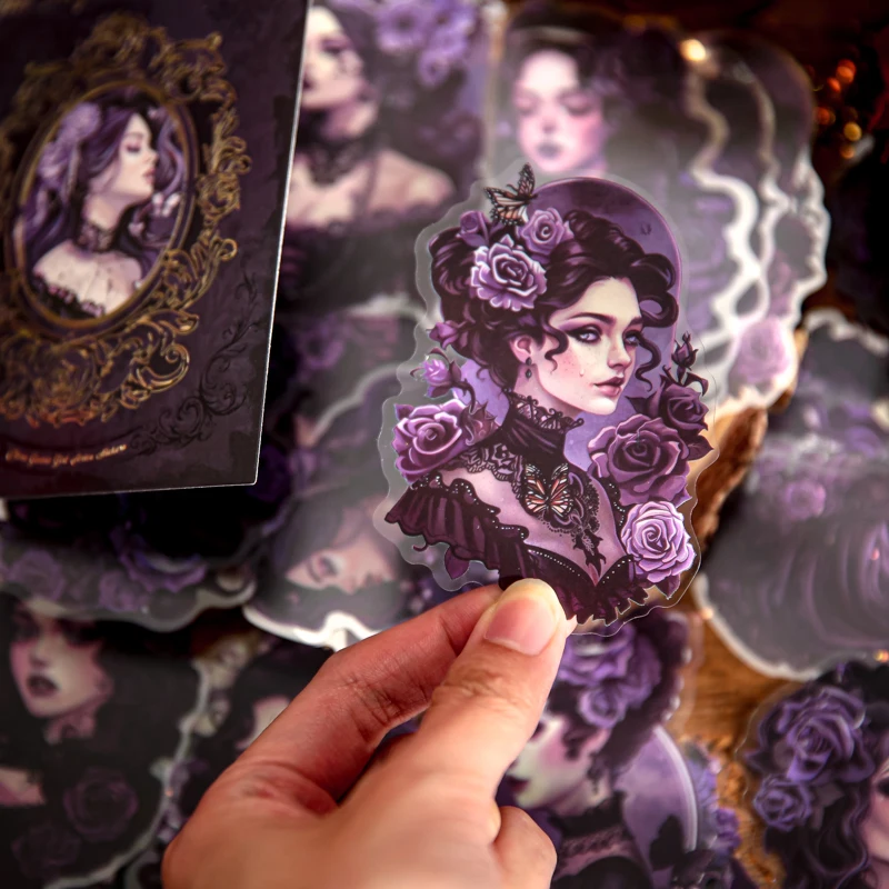 Stiker PVC bunga karakter Retro Inggris seri Gotik 6 Pak/LOT