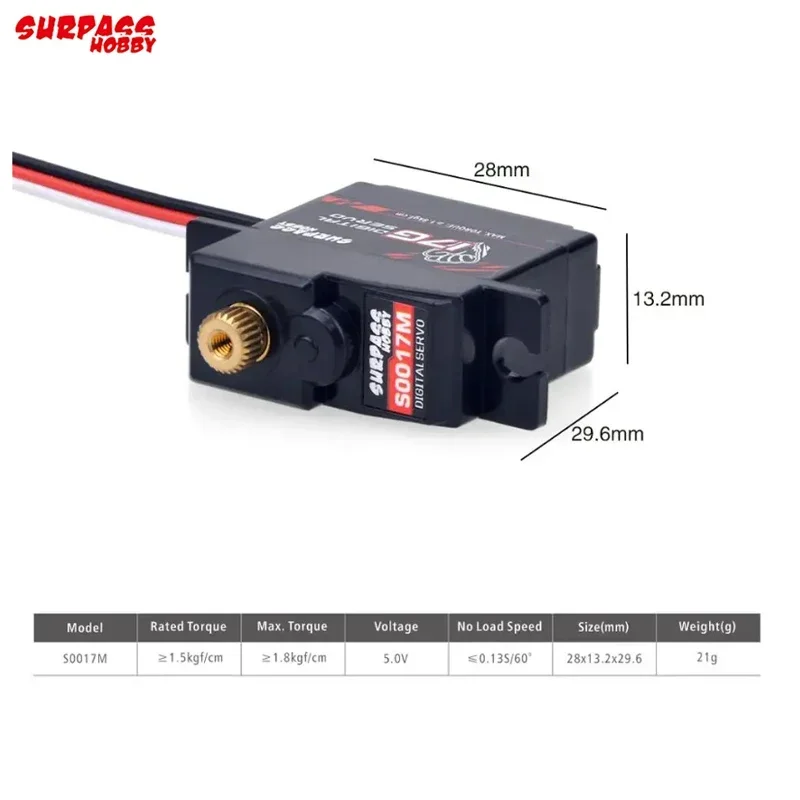 SURPASS Hobby S0017M 17g High Quality Metal Gear 1.8KG Digital Servo for RC Airplane Robot 1/18 1/16 Truck Car Boat Duct Plane