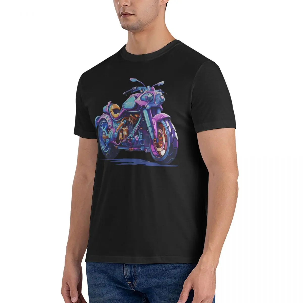 The Beast Men's T Shirts motorbike Vintage Tees Short Sleeve O Neck T-Shirt Pure Cotton Graphic Printed Clothes