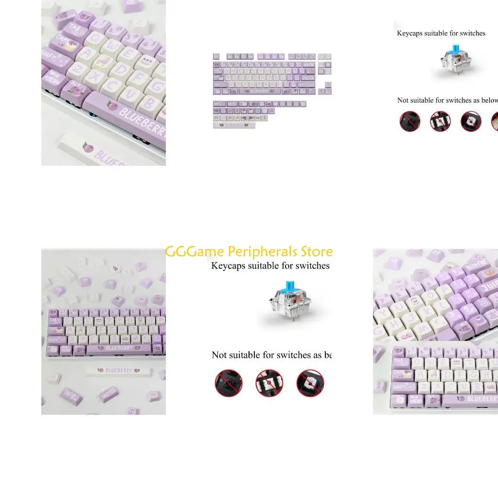 

U55B 133Keys Keycap Set Blueberries Cartoon For Game Mechanical Keyboard Keycaps