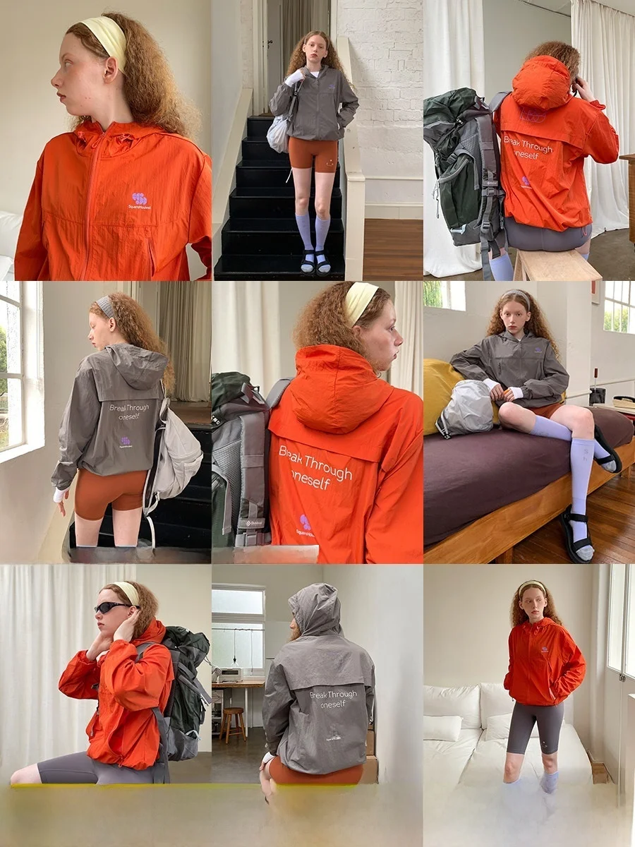 

Women's Outdoor Sports Sun Protection Coat Breathable Hooded Nylon Long Sleeve Regular Length Print Casual Spring Fashion