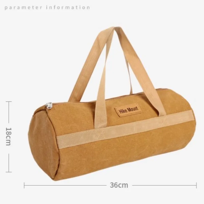 Khaki Camping Canvas Storage Bag Cylinder Hand Carrying Ground Nail Bag Portable Hammer Tent Ground Nail Wind Rope Storage Bag