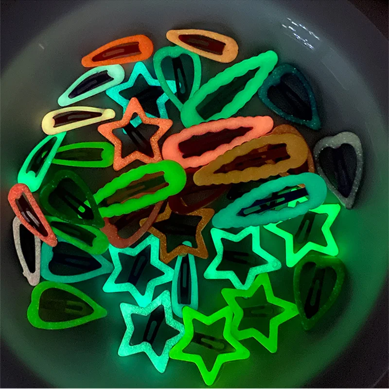 Luminous Glow In The Dark Star Hairpin Candy Color BB Snap Hair Clips Water Drop Barrettes Girls Hair Grip Kid Headdress