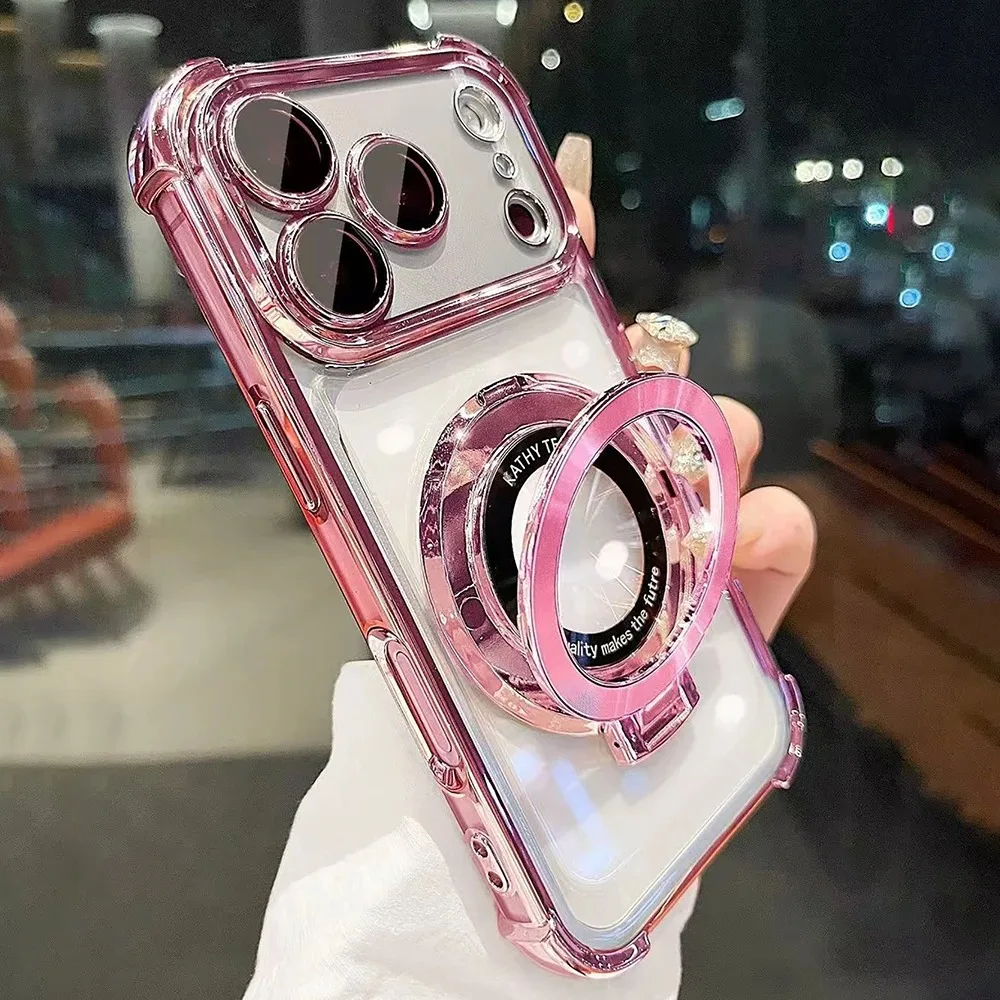 Luxury Plating Shockproof Magnetic Bracket For Magsafe Phone Case For OPPO A36 A76 A96 A38 A18 A3S A12E A3X A40 A40M A5 A6 Pro