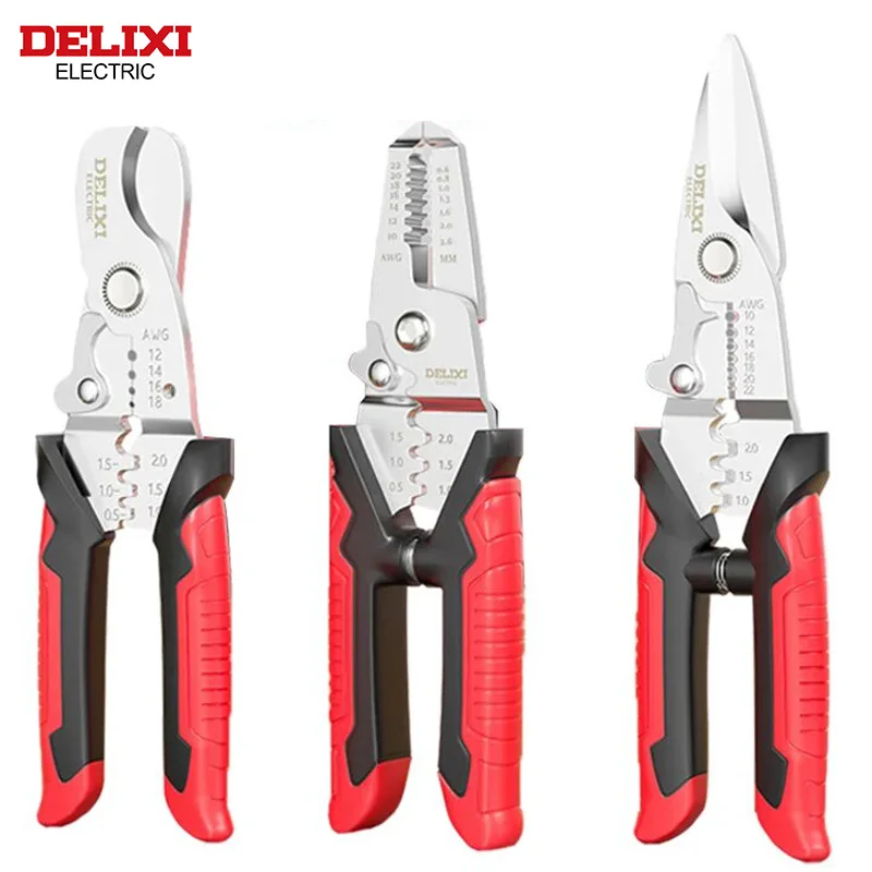 DELIXI ELECTRIC Wire Stripper,Hard stainless steel pliers headDurable Cable Cutter Stripping ToolCrimpingPliers,for Electricians