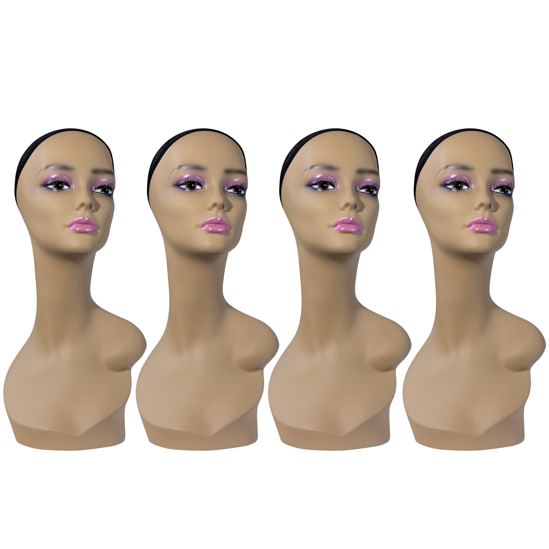 4PC USA Warehouse Free Shipping Stylish Long Neck Mannequin Head Bust with Makeup for Displaying Wigs, Headbands, Hats, and Fashion Accessories
