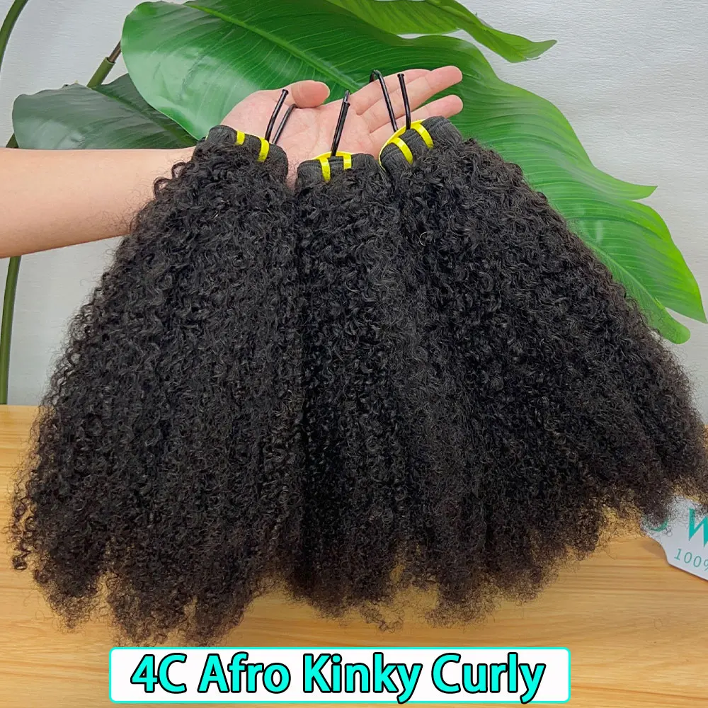 

Наборы афро-кудрявых волос 4C из натуральных человеческих волос с двойным плетением # Натуральные черные необработанные кудрявые волосы 100% из мягкого человеческого волоса для наращивания в пучках
