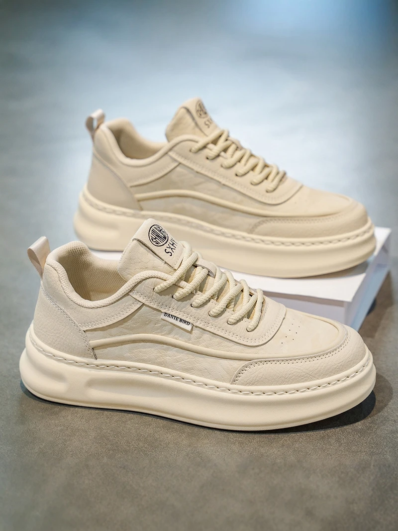 

Men's Casual Outdoor Fashion Shoes Thick Bottom Heightening Board Shoes Spring Summer Breathable round Toe Low Heel PVC