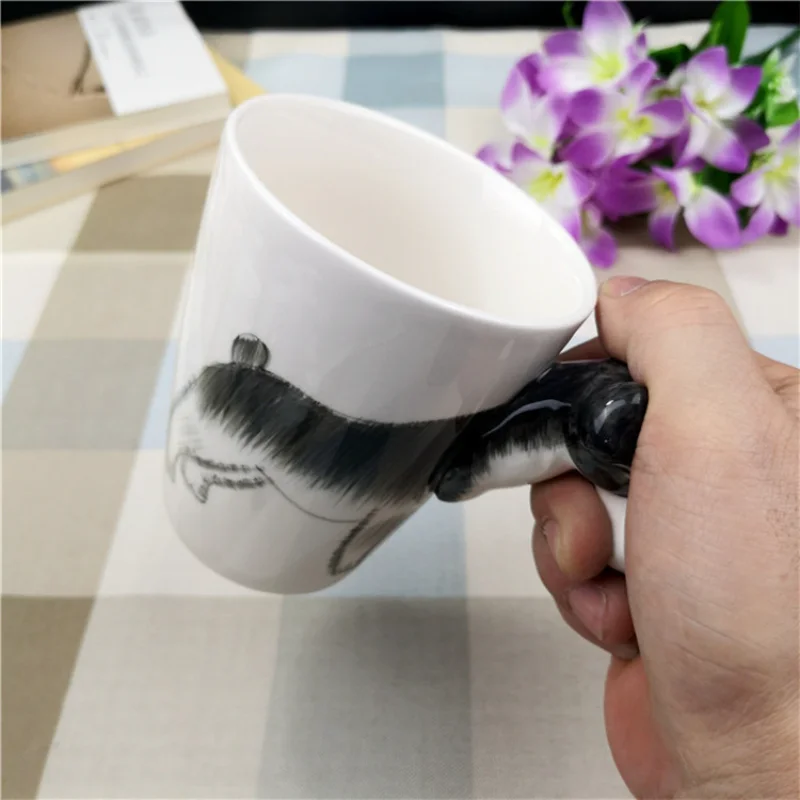 400ml Cartoon Puppy Creative Ceramic Chenille Mug 3D Animal Cup Bulldog Cute Dog Samoyed Coffee Mug Home Tableware Supplies Gift