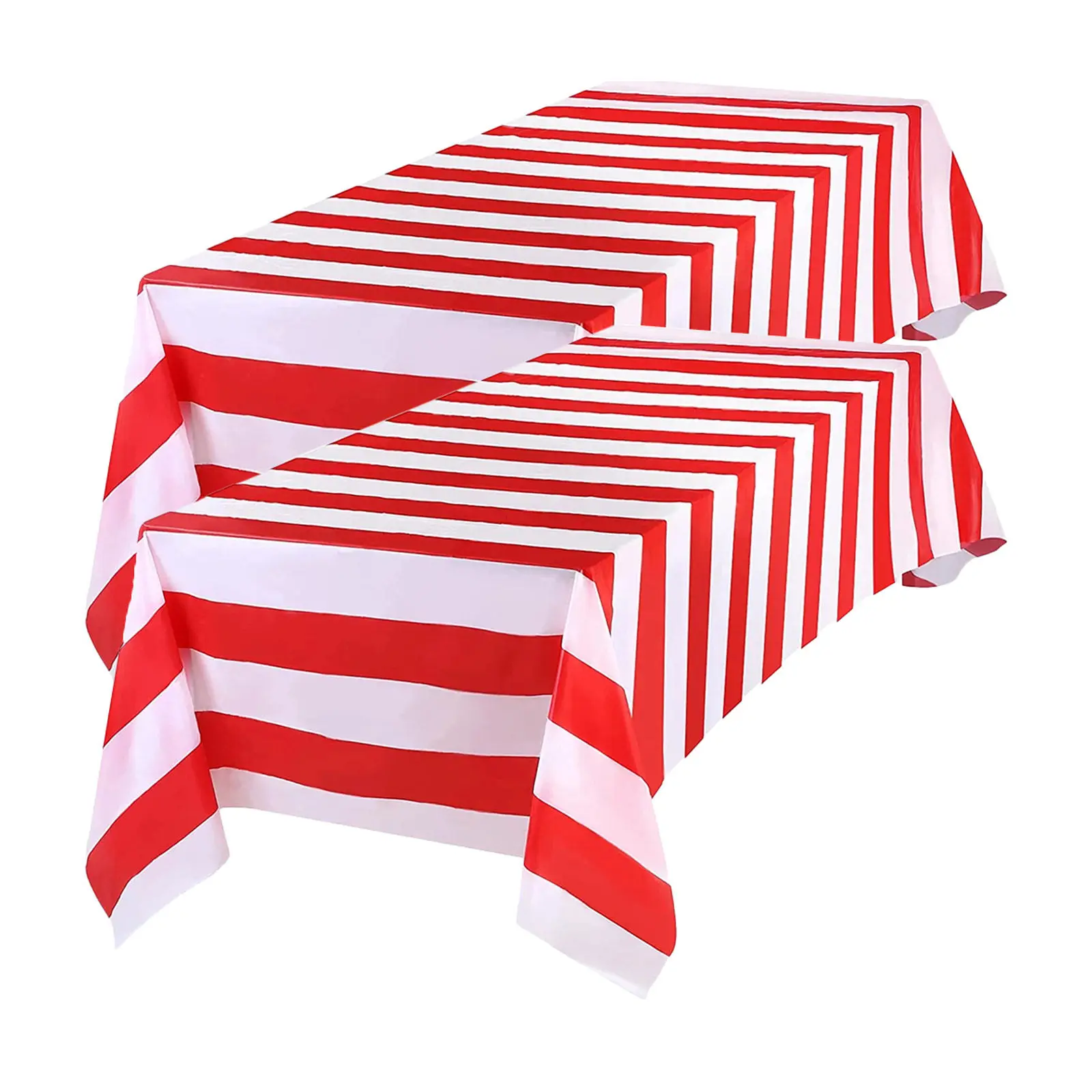2Pcs Striped Tablecloth Reusable Plastic Waterproof Rectangle Covers for Holiday Party Picnic Home Kitchen Decorative Use