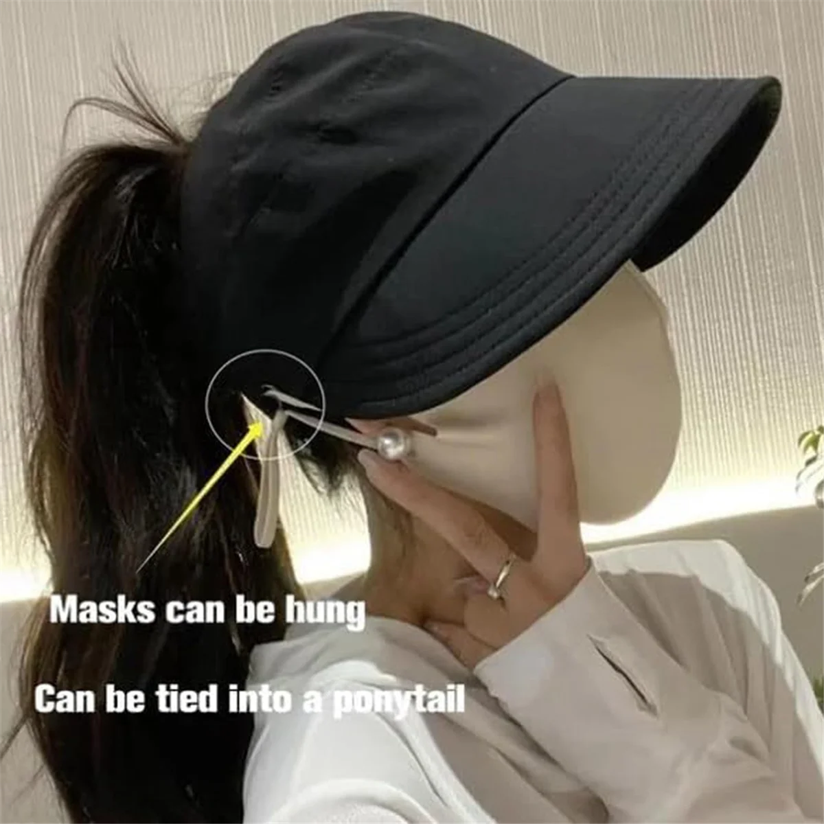 

Women'S Large Brim Empty Top Sun Hat, Outdoor UV Protection Widened Brim Hollow Top Sun Hat for Women,BlackHUG