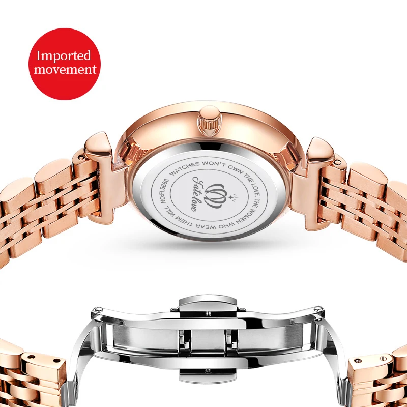 Женские кварцевые часы 5866 со стальной полосой и инкрустированными бриллиантами